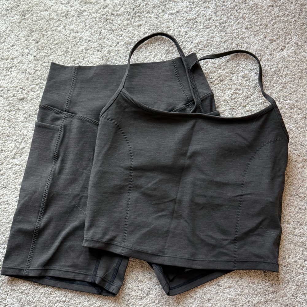 Small black marl Tank Top and Shorts Set